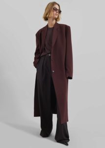 Women Hampton Long Coat - Burgundy Red Outerwear The Frankie Shop - Image 4