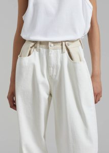 Women Hayla Contrast Denim Pants - Off White/Beige White The Frankie Shop Bottoms - Image 2