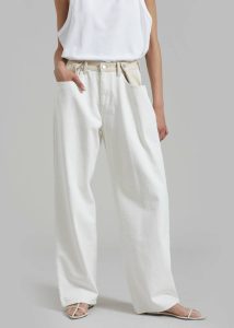 Women Hayla Contrast Denim Pants - Off White/Beige White The Frankie Shop Bottoms - Image 3