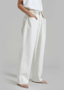 Women Hayla Contrast Denim Pants - Off White/Beige White The Frankie Shop Bottoms - Image 5
