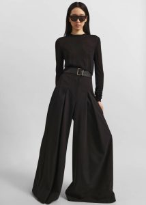 Women Hemer Pleated Wide Leg Trousers - Black The Frankie Shop Black Bottoms