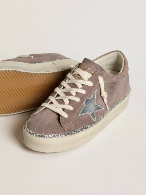 Women Hi Star In Suede With Silver Leather Star And Leather Heel Tab Golden Goose Hi Star - Image 3