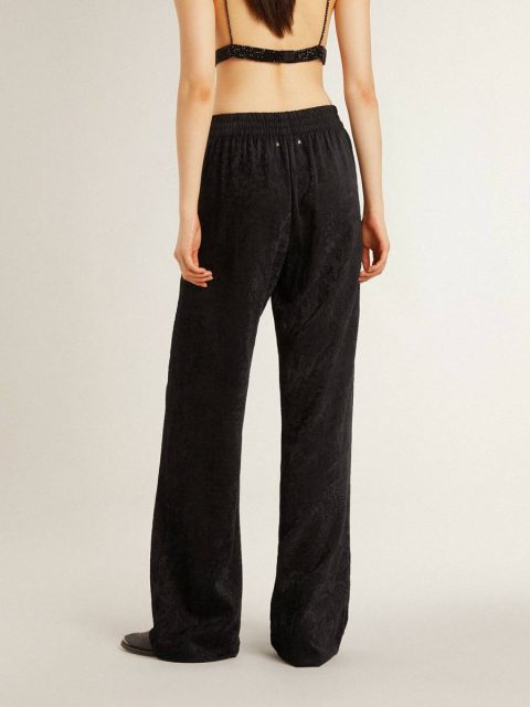Women Jeans & Pants Golden Goose Women's Black Joggers With A Tone-On-Tone Toile De Jouy Print Black - Image 4