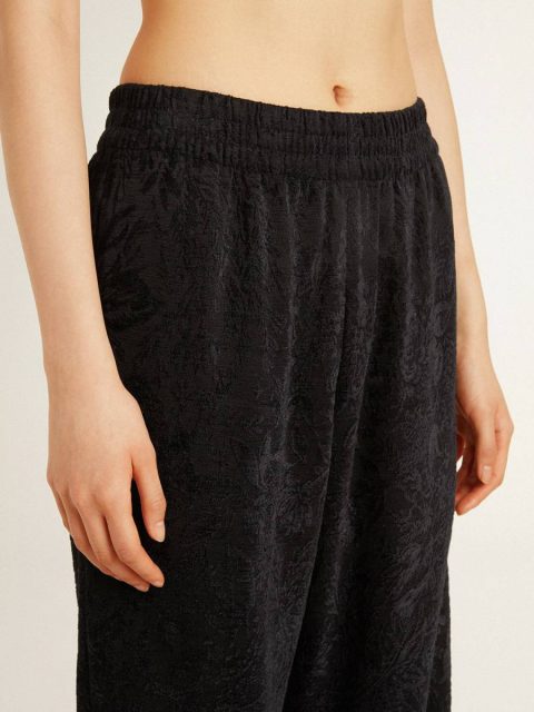 Women Jeans & Pants Golden Goose Women's Black Joggers With A Tone-On-Tone Toile De Jouy Print Black - Image 5