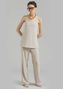 Women Kit Trousers - Beige Bottoms Beige The Frankie Shop