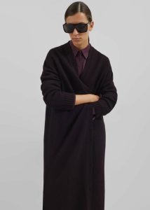 Women Knitwear Purple The Frankie Shop Emi Long Knit Cardigan - Dark Plum - Image 3
