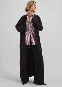 Women Knitwear Purple The Frankie Shop Emi Long Knit Cardigan - Dark Plum - Image 4
