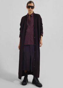 Women Knitwear Purple The Frankie Shop Emi Long Knit Cardigan - Dark Plum - Image 5
