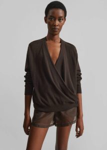 Women Knitwear The Frankie Shop Brown Albi Wrap Cardigan - Brown