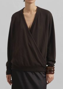 Women Knitwear The Frankie Shop Brown Albi Wrap Cardigan - Brown - Image 3