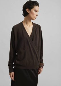 Women Knitwear The Frankie Shop Brown Albi Wrap Cardigan - Brown - Image 4