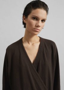 Women Knitwear The Frankie Shop Brown Albi Wrap Cardigan - Brown - Image 5