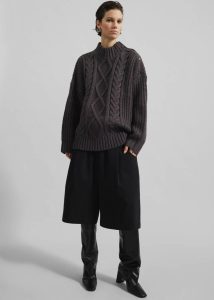 Women Knitwear The Frankie Shop Grey Wallonia Braided Sweater - Charcoal