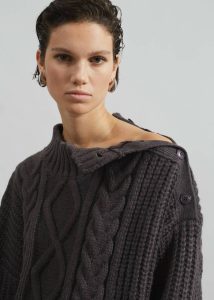 Women Knitwear The Frankie Shop Grey Wallonia Braided Sweater - Charcoal - Image 3