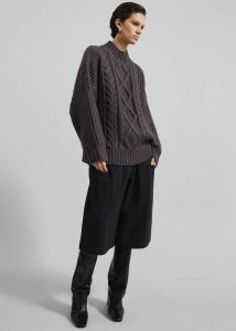 Women Knitwear The Frankie Shop Grey Wallonia Braided Sweater - Charcoal - Image 4