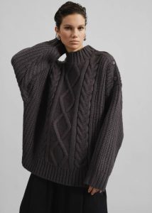 Women Knitwear The Frankie Shop Grey Wallonia Braided Sweater - Charcoal - Image 5