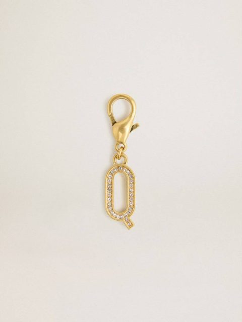Women Letter Q Charm In Gold-Colored Brass With Crystals Bag Accessories Gold Golden Goose