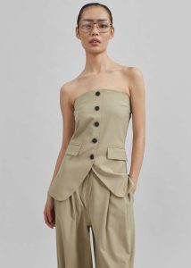 Women Livvy Strapless Vest - Beige The Frankie Shop Beige Tops - Image 4