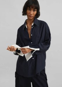 Women Lorna Shirt - Navy/White Pinstripe Tops The Frankie Shop Blue - Image 3