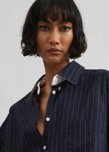 Women Lorna Shirt - Navy/White Pinstripe Tops The Frankie Shop Blue - Image 5