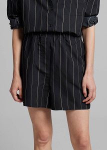Women Lui Boxer Shorts - Black/Beige Stripe The Frankie Shop Black Bottoms - Image 2
