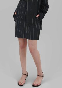 Women Lui Boxer Shorts - Black/Beige Stripe The Frankie Shop Black Bottoms - Image 5