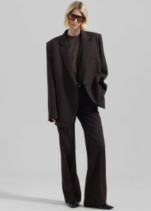 Women Lyra Oversized Blazer - Brown Outerwear Brown The Frankie Shop - Image 2