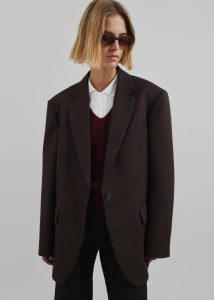 Women Lyra Oversized Blazer - Brown Outerwear Brown The Frankie Shop