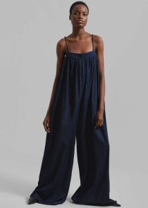 Women Maude Denim Jumpsuit - Raw Wash The Frankie Shop Jumpsuits Blue
