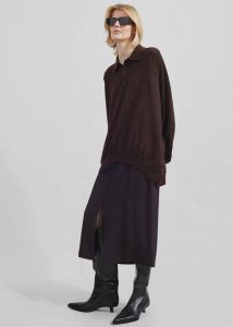 Women Meriel Wool Polo Sweater - Chocolate Plum Knitwear Brown The Frankie Shop - Image 4