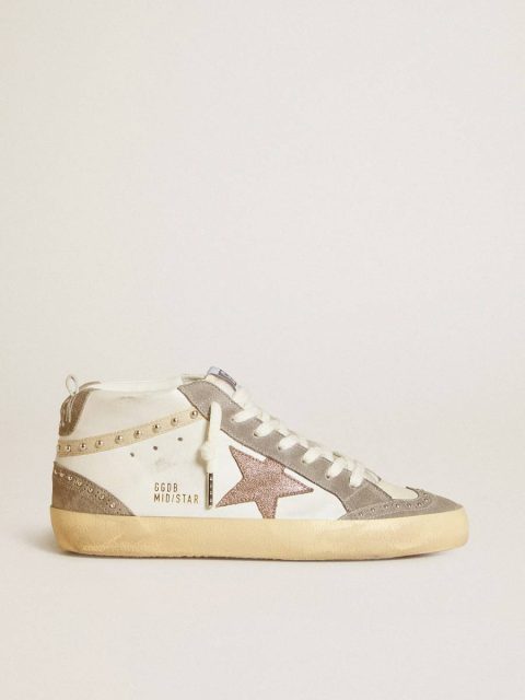 Women Mid Star In Nappa And Suede With Light Brown Metallic Leather Star Mid Star Golden Goose