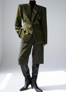 Women Naima Belted Blazer - Khaki Outerwear The Frankie Shop Green - Image 2