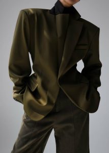Women Naima Belted Blazer - Khaki Outerwear The Frankie Shop Green