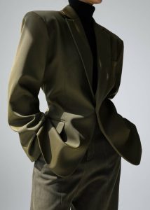 Women Naima Belted Blazer - Khaki Outerwear The Frankie Shop Green - Image 3