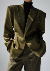 Women Naima Belted Blazer - Khaki Outerwear The Frankie Shop Green - Image 5