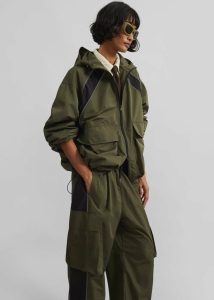 Women Navan Windbreaker Cargo Jacket - Khaki Green The Frankie Shop Outerwear