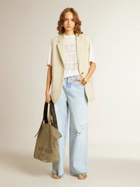 Women Nico Kitten Heel Sandals In Metallic Gold Leather Golden Goose Sandals - Image 3