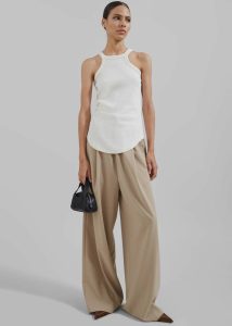 Women Omi Halter Tank Top - Cream Tops White The Frankie Shop