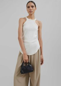 Women Omi Halter Tank Top - Cream Tops White The Frankie Shop - Image 3