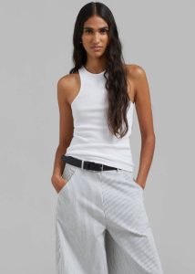 Women Ophelia Rib Tank Top - White Tops The Frankie Shop White