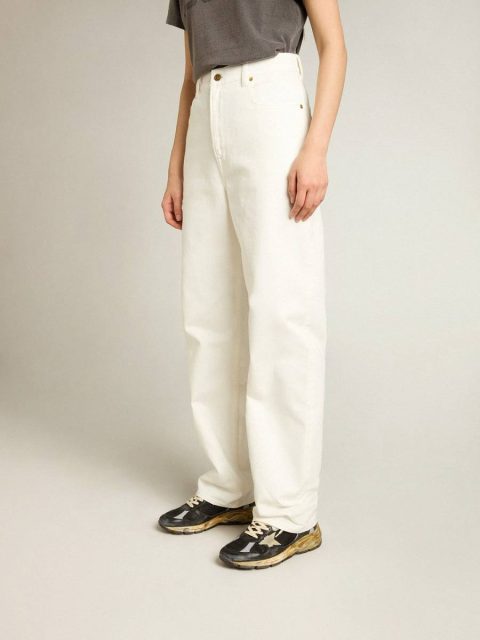 Women Optical White Golden Goose Women's Optical White-Colored Cotton Denim Pants Jeans & Pants - Image 2