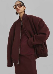 Women Outerwear Arley Oversized Bomber - Burgundy The Frankie Shop Red