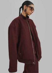 Women Outerwear Arley Oversized Bomber - Burgundy The Frankie Shop Red - Image 3