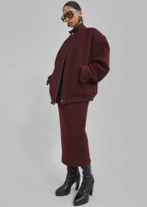 Women Outerwear Arley Oversized Bomber - Burgundy The Frankie Shop Red - Image 5