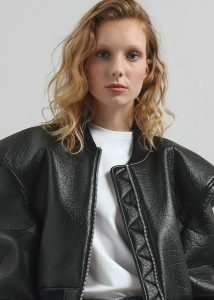 Women Outerwear Black The Frankie Shop Glane Faux Leather Bomber Jacket - Black - Image 2