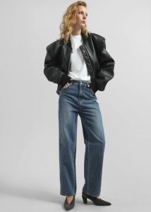 Women Outerwear Black The Frankie Shop Glane Faux Leather Bomber Jacket - Black - Image 3