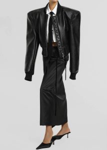 Women Outerwear Black The Frankie Shop Glane Faux Leather Bomber Jacket - Black - Image 4