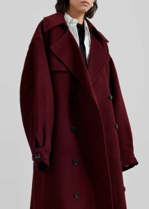 Women Outerwear Red Mavis Long Coat - Burgundy The Frankie Shop - Image 2