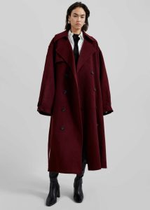 Women Outerwear Red Mavis Long Coat - Burgundy The Frankie Shop - Image 3