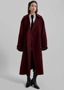 Women Outerwear Red Mavis Long Coat - Burgundy The Frankie Shop - Image 5